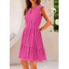imagePRETTYGARDEN Womens Summer Dresses 2025 Sleeveless V Neck Eyelet Hollow Out Swing A Line Beach Vacation Sun DressRose Red