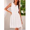 imagePRETTYGARDEN Womens Summer Dresses 2025 Sleeveless V Neck Eyelet Hollow Out Swing A Line Beach Vacation Sun DressWhite