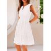 imagePRETTYGARDEN Womens Summer Dresses 2025 Sleeveless V Neck Eyelet Hollow Out Swing A Line Beach Vacation Sun DressWhite