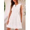 imagePRETTYGARDEN Womens Summer Dresses 2025 Sleeveless V Neck Eyelet Hollow Out Swing A Line Beach Vacation Sun DressWhite