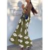 imagePRETTYGARDEN Womens Summer One Shoulder Maxi Dresses Printed Flowy Boho Beach Vacation Long SundressArmy Green White Floral