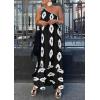 imagePRETTYGARDEN Womens Summer One Shoulder Maxi Dresses Printed Flowy Boho Beach Vacation Long SundressBlack White Floral