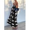 imagePRETTYGARDEN Womens Summer One Shoulder Maxi Dresses Printed Flowy Boho Beach Vacation Long SundressBlack White Floral