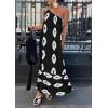 imagePRETTYGARDEN Womens Summer One Shoulder Maxi Dresses Printed Flowy Boho Beach Vacation Long SundressBlack White Floral