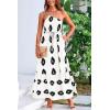 imagePRETTYGARDEN Womens Summer One Shoulder Maxi Dresses Printed Flowy Boho Beach Vacation Long SundressWhite Black Floral