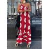 imagePRETTYGARDEN Womens Summer One Shoulder Maxi Dresses Printed Flowy Boho Beach Vacation Long SundressWine Red White Floral