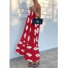 imagePRETTYGARDEN Womens Summer One Shoulder Maxi Dresses Printed Flowy Boho Beach Vacation Long SundressWine Red White Floral