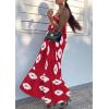 imagePRETTYGARDEN Womens Summer One Shoulder Maxi Dresses Printed Flowy Boho Beach Vacation Long SundressWine Red White Floral