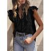 imagePRETTYGARDEN Womens Summer Tops 2025 Dressy Casual Ruffle Cap Sleeve Button V Neck Embroidered Eyelet Blouses ShirtsBlack