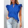 imagePRETTYGARDEN Womens Summer Tops 2025 Dressy Casual Ruffle Cap Sleeve Button V Neck Embroidered Eyelet Blouses ShirtsBlue