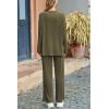 imagePRETTYGARDEN Womens Two Piece Lounge Sets Matching Long Sleeve Shirts Wide Leg Pants Tracksuits Travel Outfits Fall ClothesArmy Green