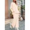 imagePRETTYGARDEN Womens Two Piece Lounge Sets Matching Long Sleeve Shirts Wide Leg Pants Tracksuits Travel Outfits Fall ClothesBeige