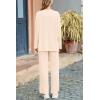 imagePRETTYGARDEN Womens Two Piece Lounge Sets Matching Long Sleeve Shirts Wide Leg Pants Tracksuits Travel Outfits Fall ClothesBeige