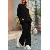 imagePRETTYGARDEN Womens Two Piece Lounge Sets Matching Long Sleeve Shirts Wide Leg Pants Tracksuits Travel Outfits Fall ClothesBlack