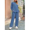 imagePRETTYGARDEN Womens Two Piece Lounge Sets Matching Long Sleeve Shirts Wide Leg Pants Tracksuits Travel Outfits Fall ClothesBlue