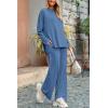 imagePRETTYGARDEN Womens Two Piece Lounge Sets Matching Long Sleeve Shirts Wide Leg Pants Tracksuits Travel Outfits Fall ClothesBlue