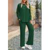 imagePRETTYGARDEN Womens Two Piece Lounge Sets Matching Long Sleeve Shirts Wide Leg Pants Tracksuits Travel Outfits Fall ClothesDark Green