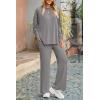 imagePRETTYGARDEN Womens Two Piece Lounge Sets Matching Long Sleeve Shirts Wide Leg Pants Tracksuits Travel Outfits Fall ClothesDark Grey