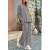 imagePRETTYGARDEN Womens Two Piece Lounge Sets Matching Long Sleeve Shirts Wide Leg Pants Tracksuits Travel Outfits Fall ClothesDark Grey