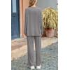 imagePRETTYGARDEN Womens Two Piece Lounge Sets Matching Long Sleeve Shirts Wide Leg Pants Tracksuits Travel Outfits Fall ClothesDark Grey