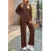 imagePRETTYGARDEN Womens Two Piece Lounge Sets Matching Long Sleeve Shirts Wide Leg Pants Tracksuits Travel Outfits Fall ClothesLight Coffee