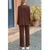 imagePRETTYGARDEN Womens Two Piece Lounge Sets Matching Long Sleeve Shirts Wide Leg Pants Tracksuits Travel Outfits Fall ClothesLight Coffee