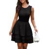 imagePRETTYGARDEN Womens 2025 Summer Sundresses Casual Elegant Sleeveless Flowy Tiered Ruffle A Line Mini Homecoming Party DressBlack