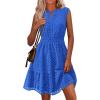 imagePRETTYGARDEN Womens Summer Dresses 2025 Sleeveless V Neck Eyelet Hollow Out Swing A Line Beach Vacation Sun DressBlue