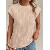 imagePRETTYGARDEN Blouses for Women Dressy Casual 2025 Spring Summer Business Office Tops Cap Sleeve Textured Cute Work ShirtApricot