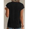 imagePRETTYGARDEN Blouses for Women Dressy Casual 2025 Spring Summer Business Office Tops Cap Sleeve Textured Cute Work ShirtBlack