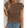 imagePRETTYGARDEN Blouses for Women Dressy Casual 2025 Spring Summer Business Office Tops Cap Sleeve Textured Cute Work ShirtCoffee