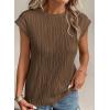 imagePRETTYGARDEN Blouses for Women Dressy Casual 2025 Spring Summer Business Office Tops Cap Sleeve Textured Cute Work ShirtCoffee