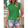 imagePRETTYGARDEN Blouses for Women Dressy Casual 2025 Spring Summer Business Office Tops Cap Sleeve Textured Cute Work ShirtGreen