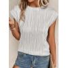 imagePRETTYGARDEN Blouses for Women Dressy Casual 2025 Spring Summer Business Office Tops Cap Sleeve Textured Cute Work ShirtLight Grey