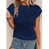 imagePRETTYGARDEN Blouses for Women Dressy Casual 2025 Spring Summer Business Office Tops Cap Sleeve Textured Cute Work ShirtNavy