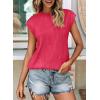 imagePRETTYGARDEN Blouses for Women Dressy Casual 2025 Spring Summer Business Office Tops Cap Sleeve Textured Cute Work ShirtRed