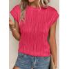 imagePRETTYGARDEN Blouses for Women Dressy Casual 2025 Spring Summer Business Office Tops Cap Sleeve Textured Cute Work ShirtRed