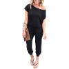 imagePRETTYGARDEN Jumpsuits for Women 2025 Summer Dressy Off Shoulder Romper Spring Vacation Travel Lounge Outfits ClothesBlack