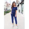 imagePRETTYGARDEN Jumpsuits for Women 2025 Summer Dressy Off Shoulder Romper Spring Vacation Travel Lounge Outfits ClothesBlue