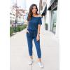 imagePRETTYGARDEN Jumpsuits for Women 2025 Summer Dressy Off Shoulder Romper Spring Vacation Travel Lounge Outfits ClothesDark Blue