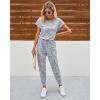 imagePRETTYGARDEN Jumpsuits for Women 2025 Summer Dressy Off Shoulder Romper Spring Vacation Travel Lounge Outfits ClothesGrey Camouflage