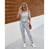 imagePRETTYGARDEN Jumpsuits for Women 2025 Summer Dressy Off Shoulder Romper Spring Vacation Travel Lounge Outfits ClothesGrey Camouflage