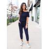 imagePRETTYGARDEN Jumpsuits for Women 2025 Summer Dressy Off Shoulder Romper Spring Vacation Travel Lounge Outfits ClothesNavy