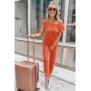 imagePRETTYGARDEN Jumpsuits for Women 2025 Summer Dressy Off Shoulder Romper Spring Vacation Travel Lounge Outfits ClothesOrange Red
