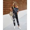 imagePRETTYGARDEN Jumpsuits for Women 2025 Summer Dressy Off Shoulder Romper Spring Vacation Travel Lounge Outfits ClothesTie Dyeblack