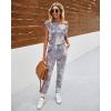 imagePRETTYGARDEN Jumpsuits for Women 2025 Summer Dressy Off Shoulder Romper Spring Vacation Travel Lounge Outfits ClothesTie Dyegrey