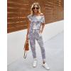 imagePRETTYGARDEN Jumpsuits for Women 2025 Summer Dressy Off Shoulder Romper Spring Vacation Travel Lounge Outfits ClothesTie Dyegrey