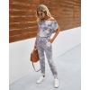 imagePRETTYGARDEN Jumpsuits for Women 2025 Summer Dressy Off Shoulder Romper Spring Vacation Travel Lounge Outfits ClothesTie Dyegrey