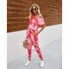 imagePRETTYGARDEN Jumpsuits for Women 2025 Summer Dressy Off Shoulder Romper Spring Vacation Travel Lounge Outfits ClothesTie Dyered