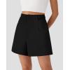 imagePRETTYGARDEN Shorts for Women Dressy 2025 Summer Elastic High Waisted Wide Leg Business Casual Work Shorts with PocketsBlack